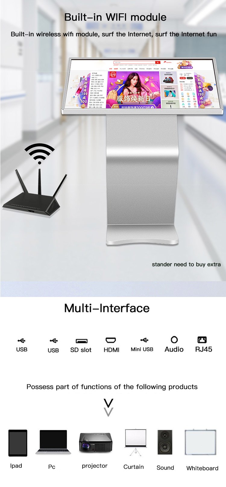 43 Inch Advertisement monitor Big size All in One PC Android Tablet ...
